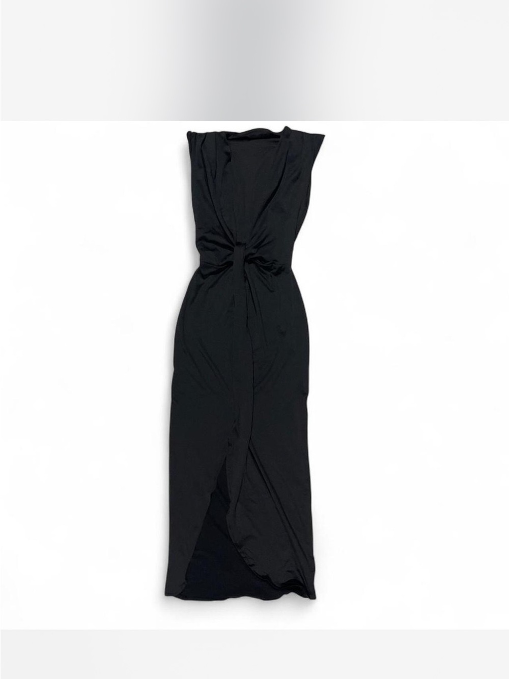 Micas Classic Black Twist-Front Midi Dress